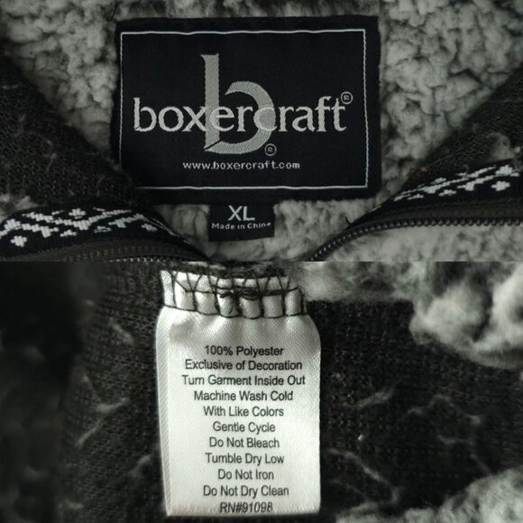 Boxer Craft Quarter Zip Fleece Pullover Adult XL Fluffy Two Tone Gray Black - Picture 8 of 16